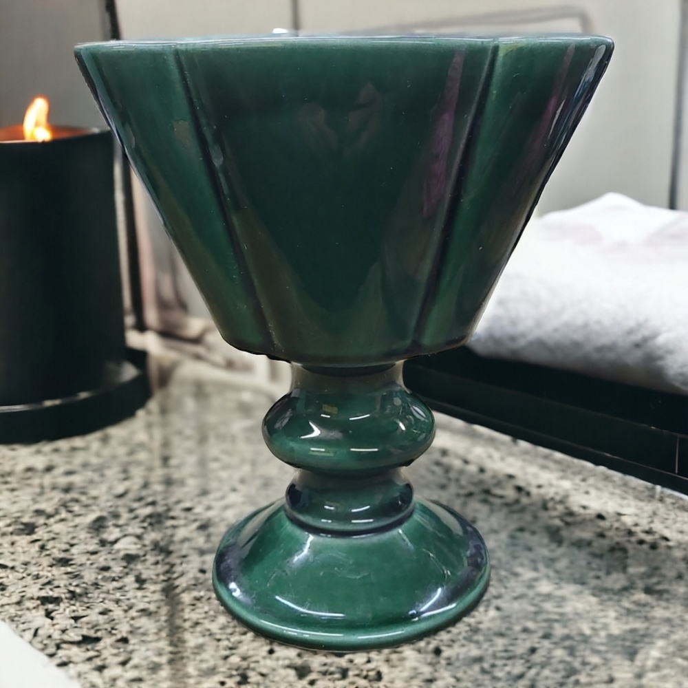 Vintage Hull Pottery Pedestal Vase Green F36 HTF  Art Deco